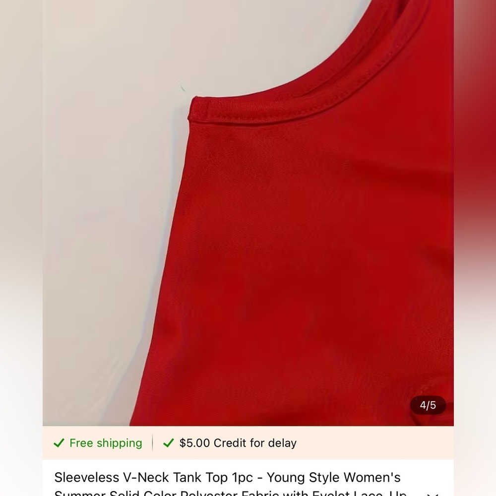 Elegant Red Sleeveless Tank Top with Black Lace-Up Detail size 2X NWOT - Picture 8 of 9